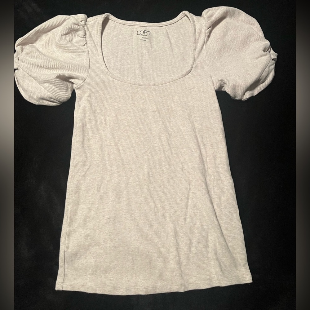 Loft Outlet Puff Sleeve Scoop Neck Top